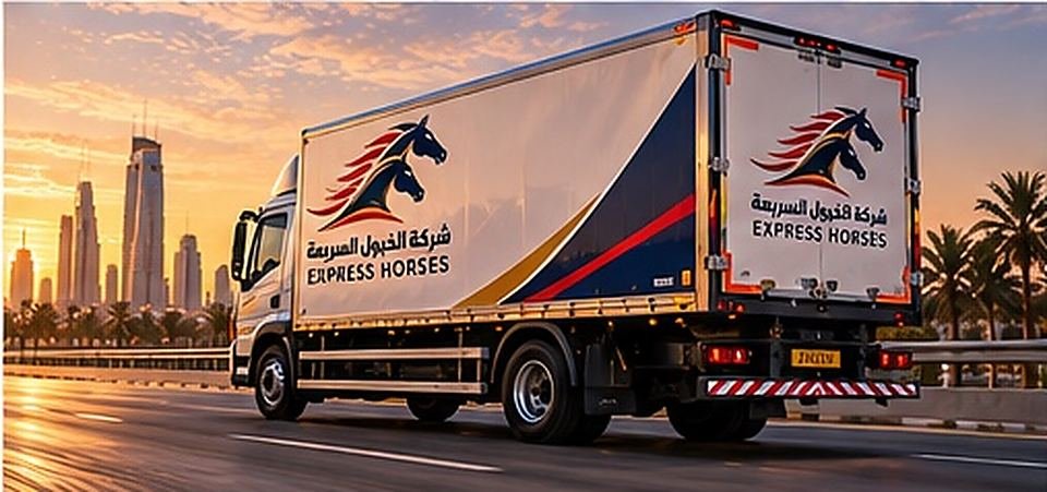 شاحنة صندوق من أسطول الخيول السريعة على الطريق